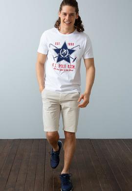 Erkek Beyaz Bisiklet Yaka T-Shirt - 50199703009