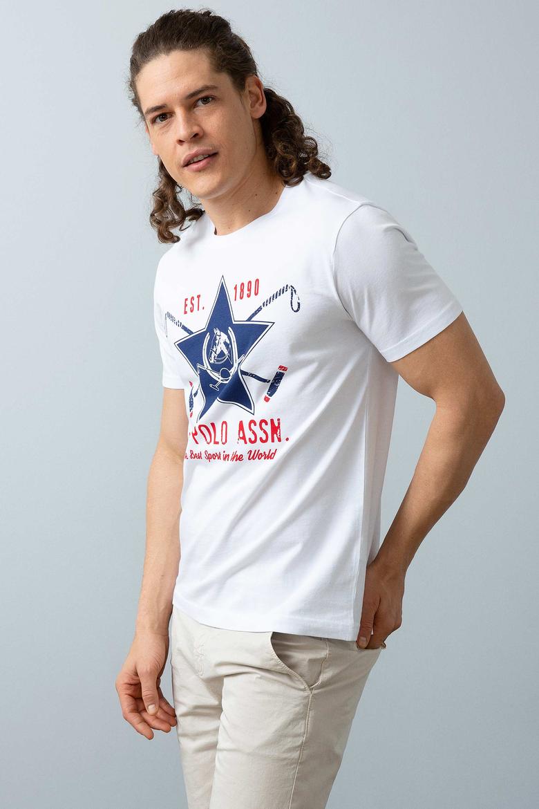 Erkek Beyaz Bisiklet Yaka T-Shirt - 50199703009