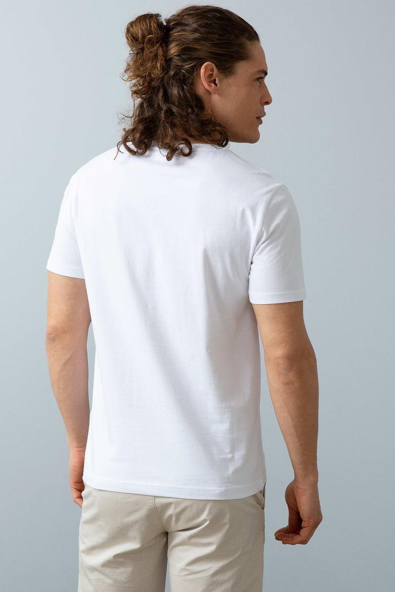 Erkek Beyaz Bisiklet Yaka T-Shirt - 50199703009