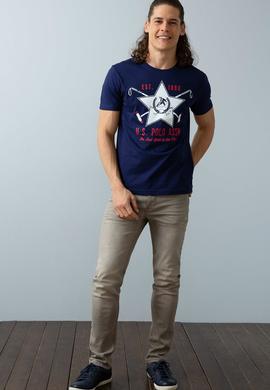 Erkek Lacivert Bisiklet Yaka T-Shirt - 50199703026