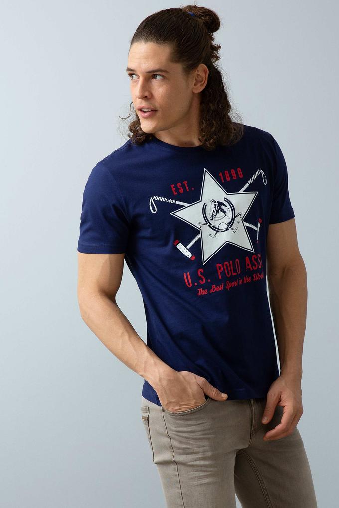 Erkek Lacivert Bisiklet Yaka T-Shirt