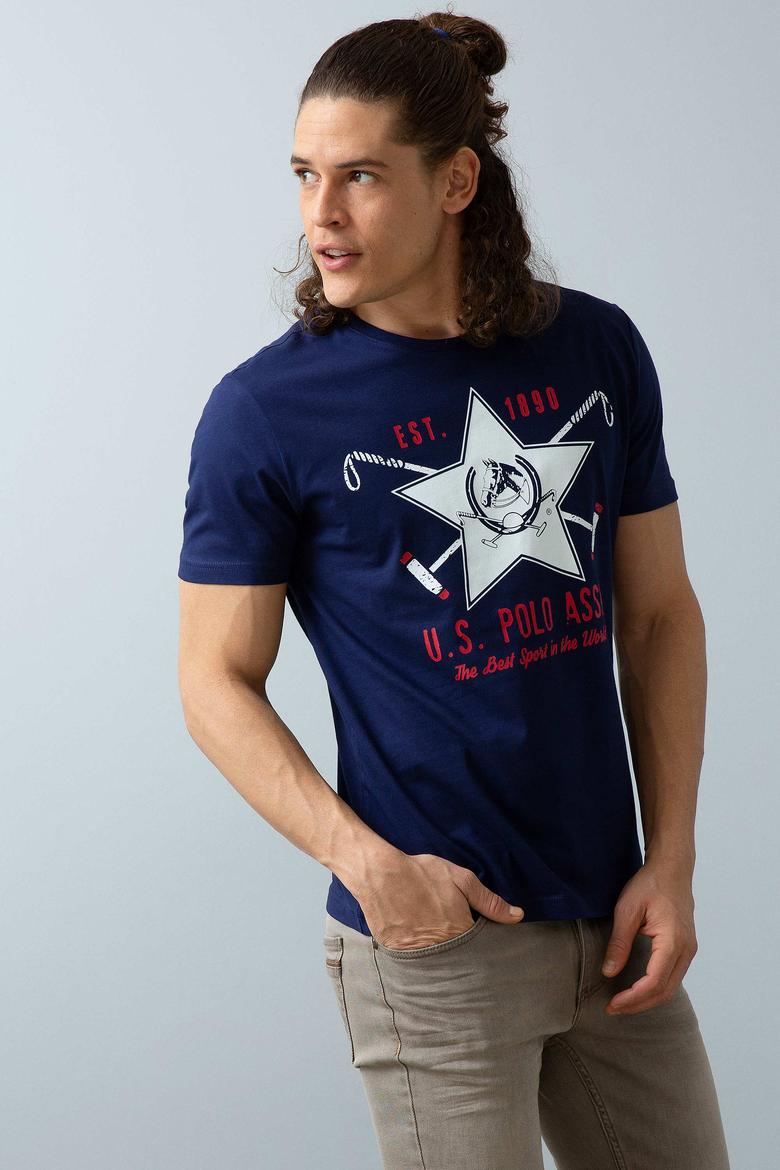 Erkek Lacivert Bisiklet Yaka T-Shirt