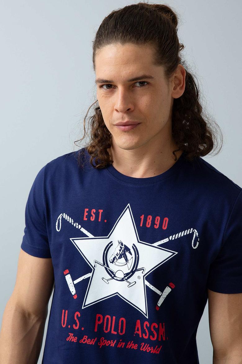 Erkek Lacivert Bisiklet Yaka T-Shirt - 50199703026