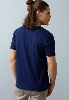 Erkek Lacivert Bisiklet Yaka T-Shirt - 50199703026