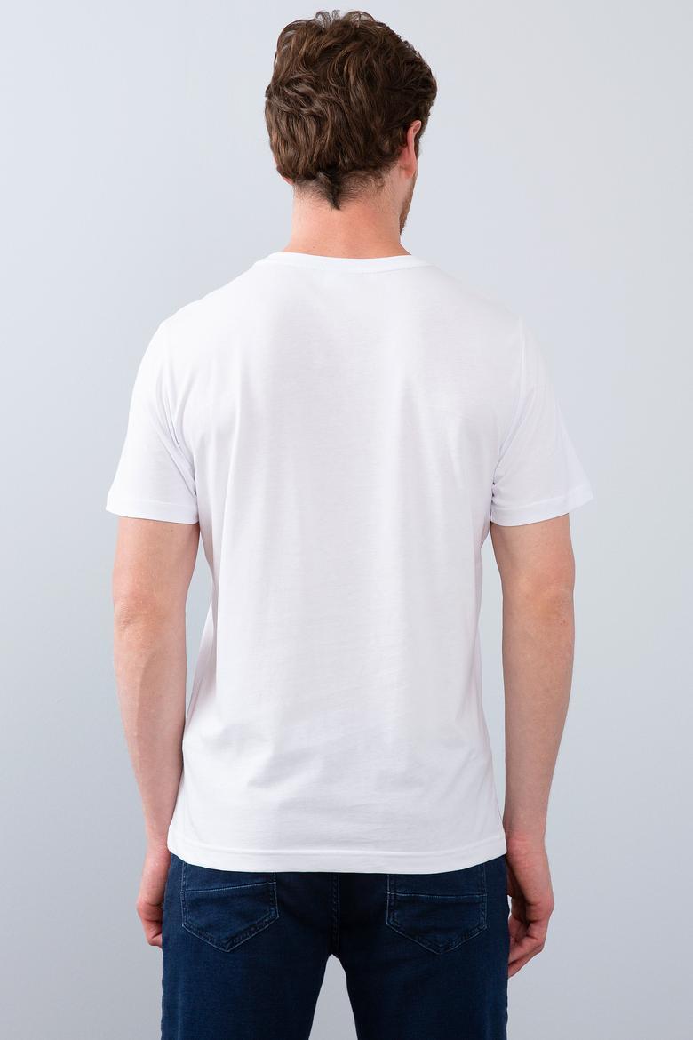 Erkek İndigo Bisiklet Yaka T-Shirt - 50199714017