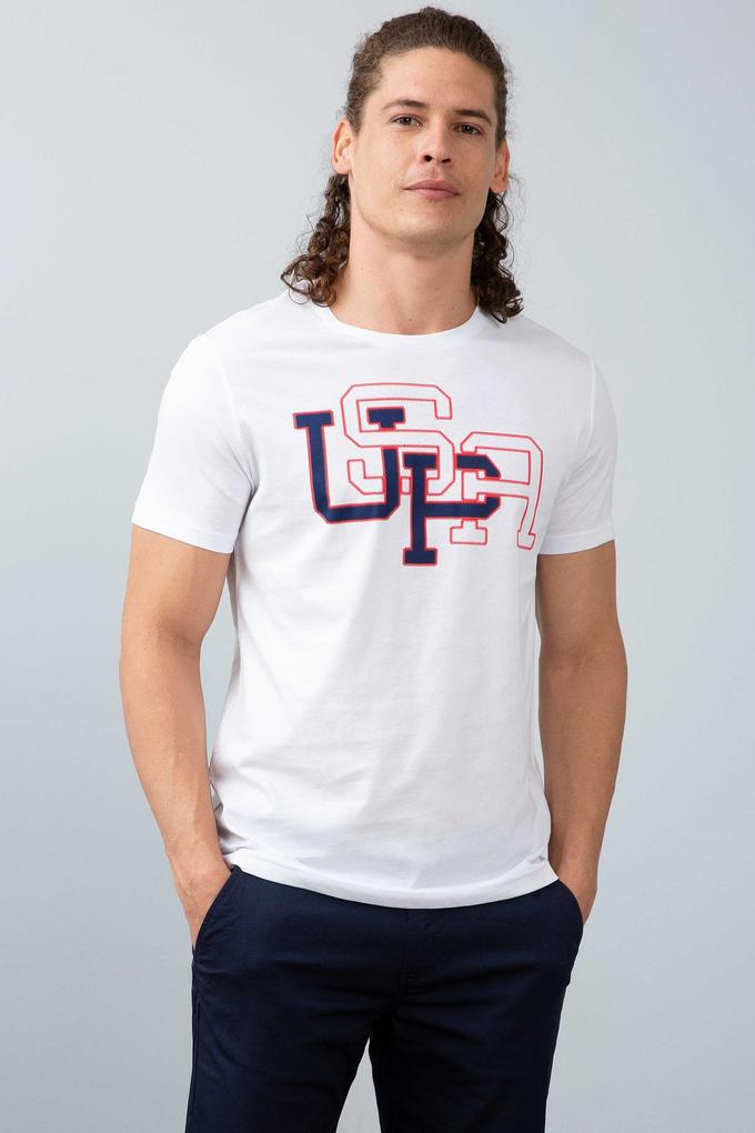 Erkek Beyaz Bisiklet Yaka T-Shirt