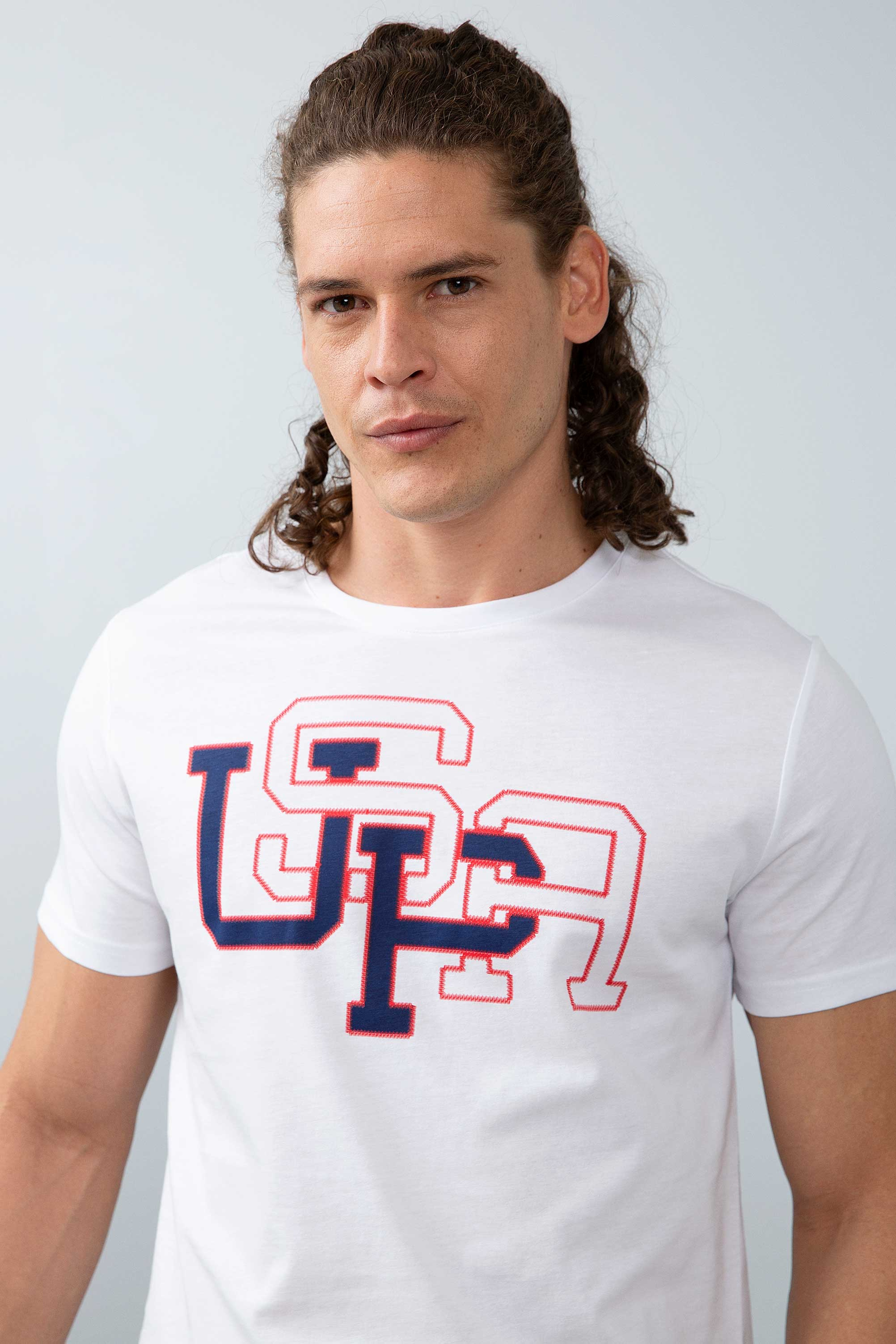 Erkek Beyaz Bisiklet Yaka T-Shirt - Image 2
