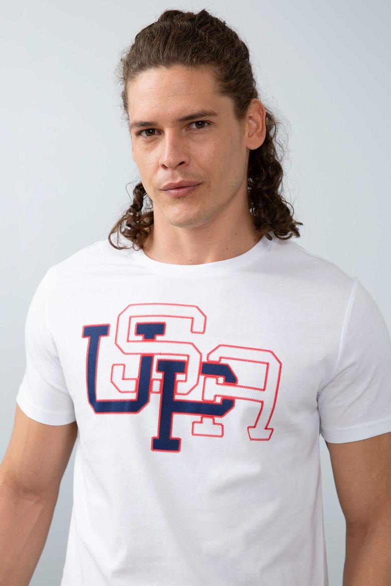 Erkek Beyaz Bisiklet Yaka T-Shirt - 50199715010