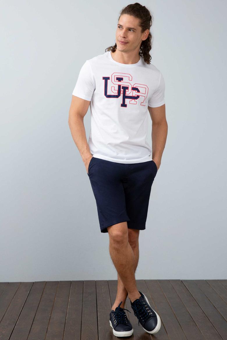 Erkek Beyaz Bisiklet Yaka T-Shirt - 50199715010