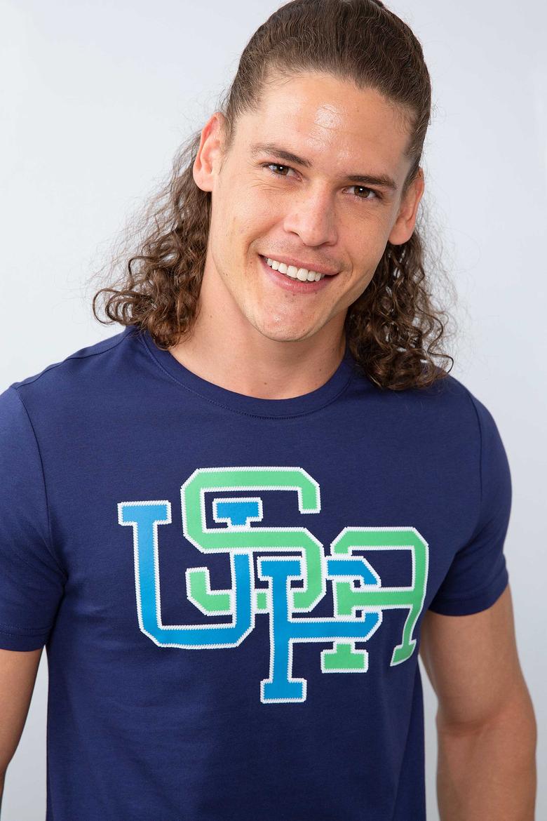 Erkek Lacivert Bisiklet Yaka T-Shirt - 50199715022
