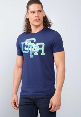 Erkek Lacivert Bisiklet Yaka T-Shirt - 50199715022