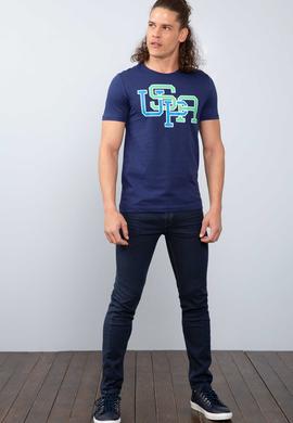 Erkek Lacivert Bisiklet Yaka T-Shirt - 50199715022