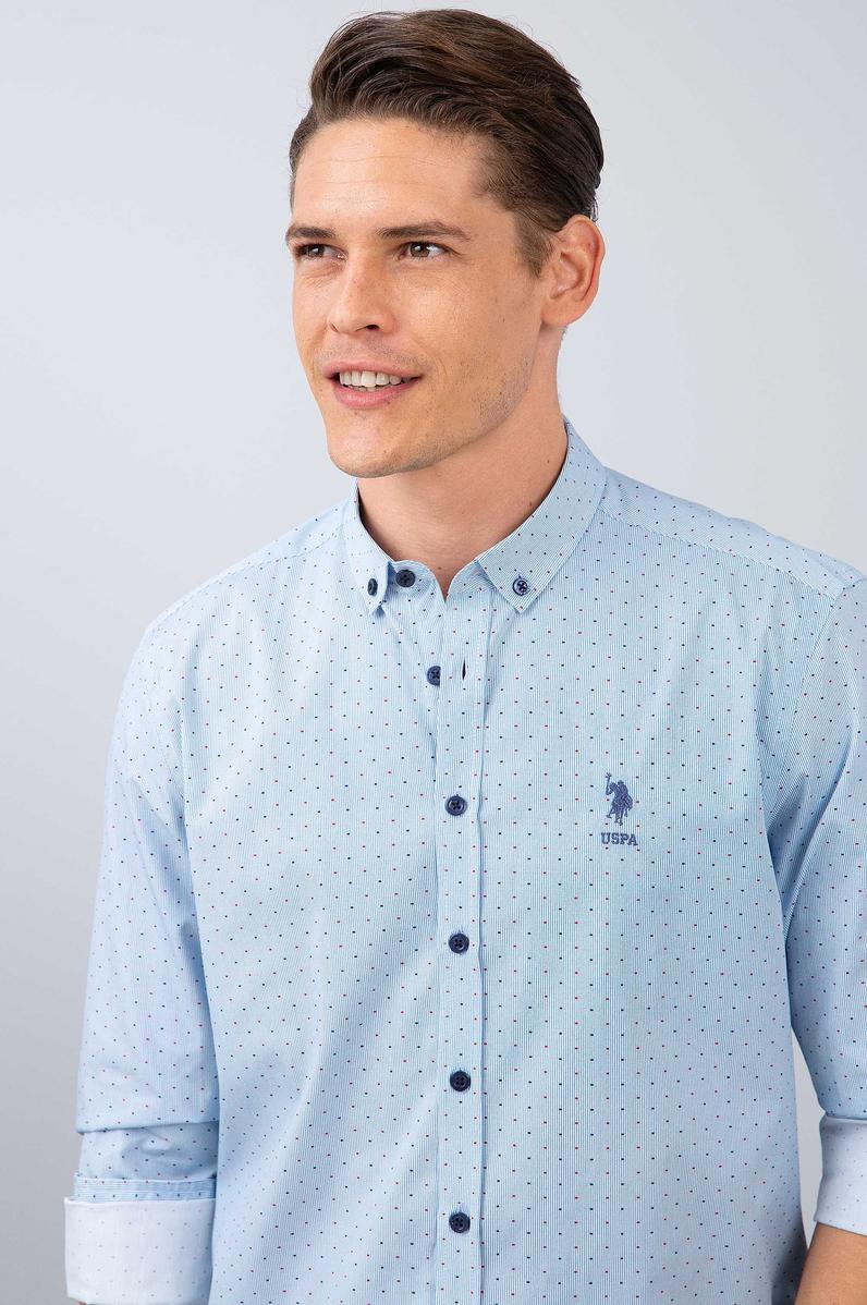 Erkek Mavi Gömlek Uzunkol