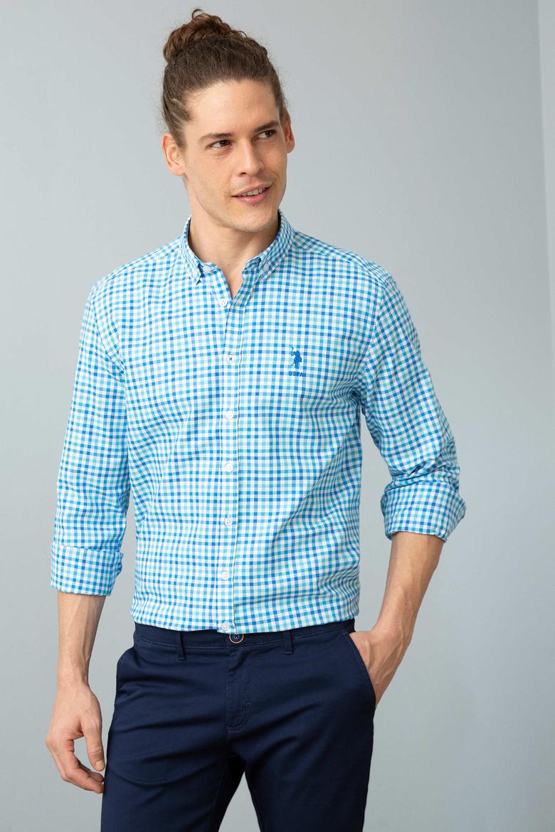 Erkek Mavi Gömlek Uzunkol