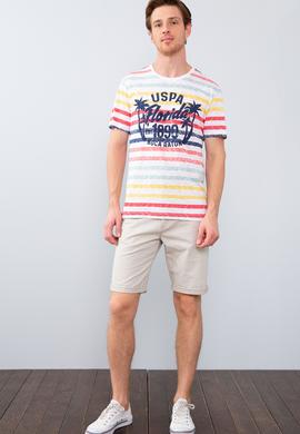 Erkek Koyu Sarı  Bisiklet Yaka T-Shirt - 50199782015