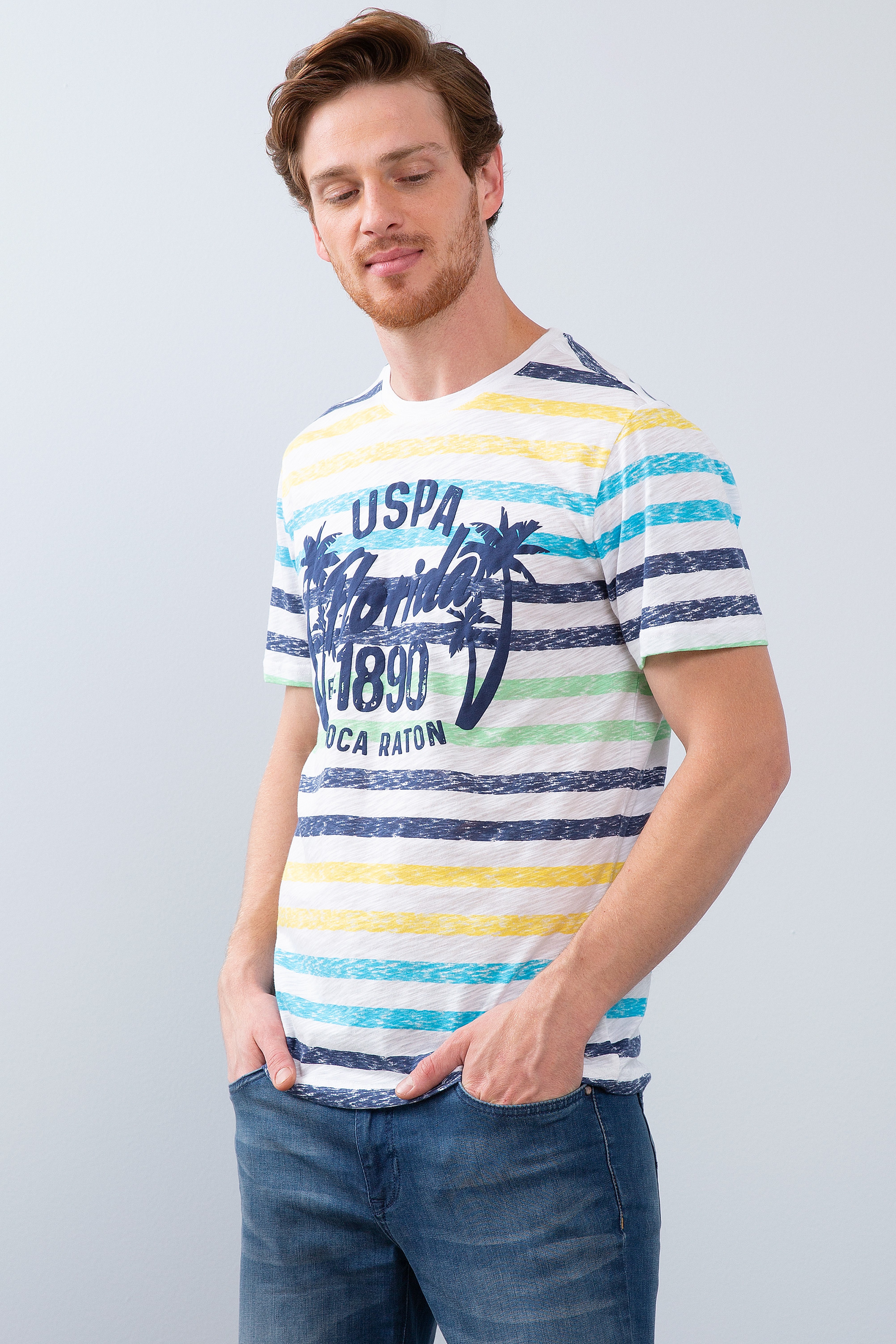 Erkek Lacivert Bisiklet Yaka T-Shirt