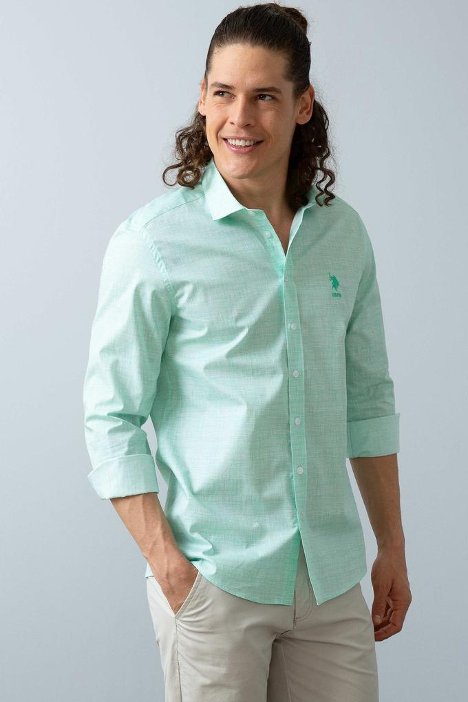 Erkek Mint Uzun Kollu Gömlek