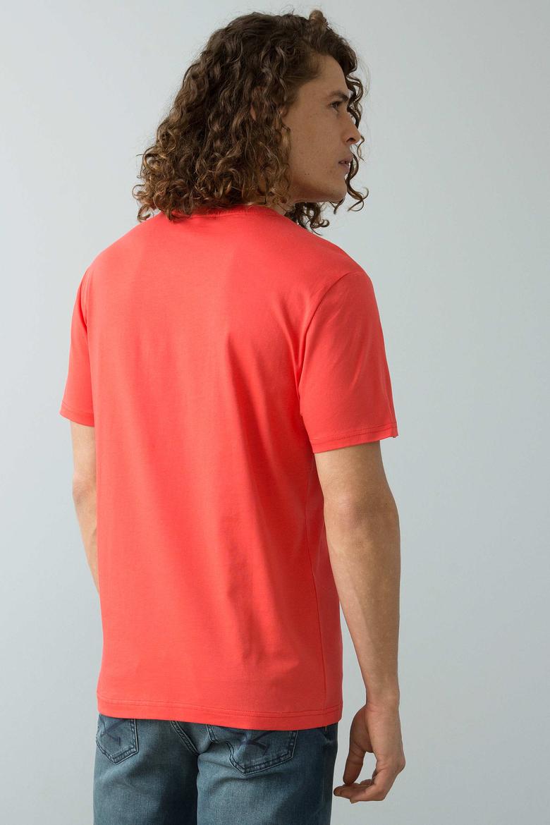 Erkek Nar Çiçeği Bisiklet Yaka T-Shirt Basic - 50199830016