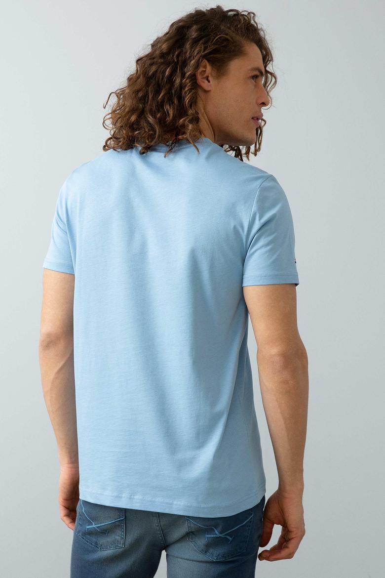 Erkek Açık İndigo Basic Tişört - 50199830045