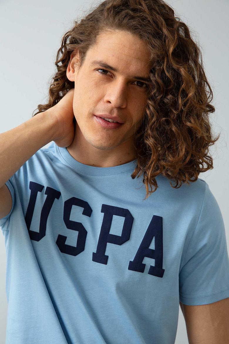 Erkek Açık İndigo Basic Tişört