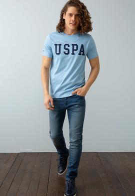 Erkek Açık İndigo Basic Tişört - 50199830045