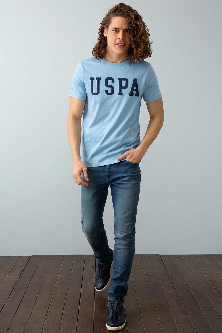 Erkek Açık İndigo Basic Tişört - 50199830045