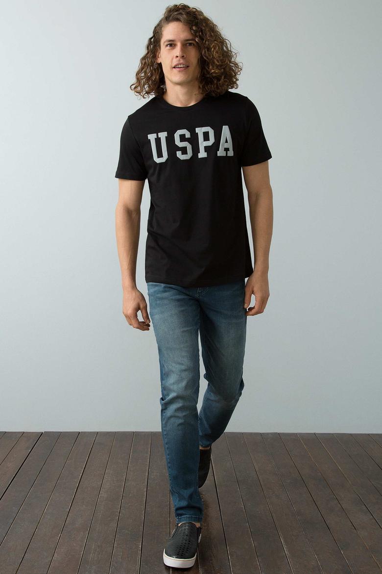 Erkek Siyah Bisiklet Yaka T-Shirt Basic - 50199830077