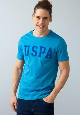 Erkek İndigo Bisiklet Yaka T-Shirt Basic - 50199830096