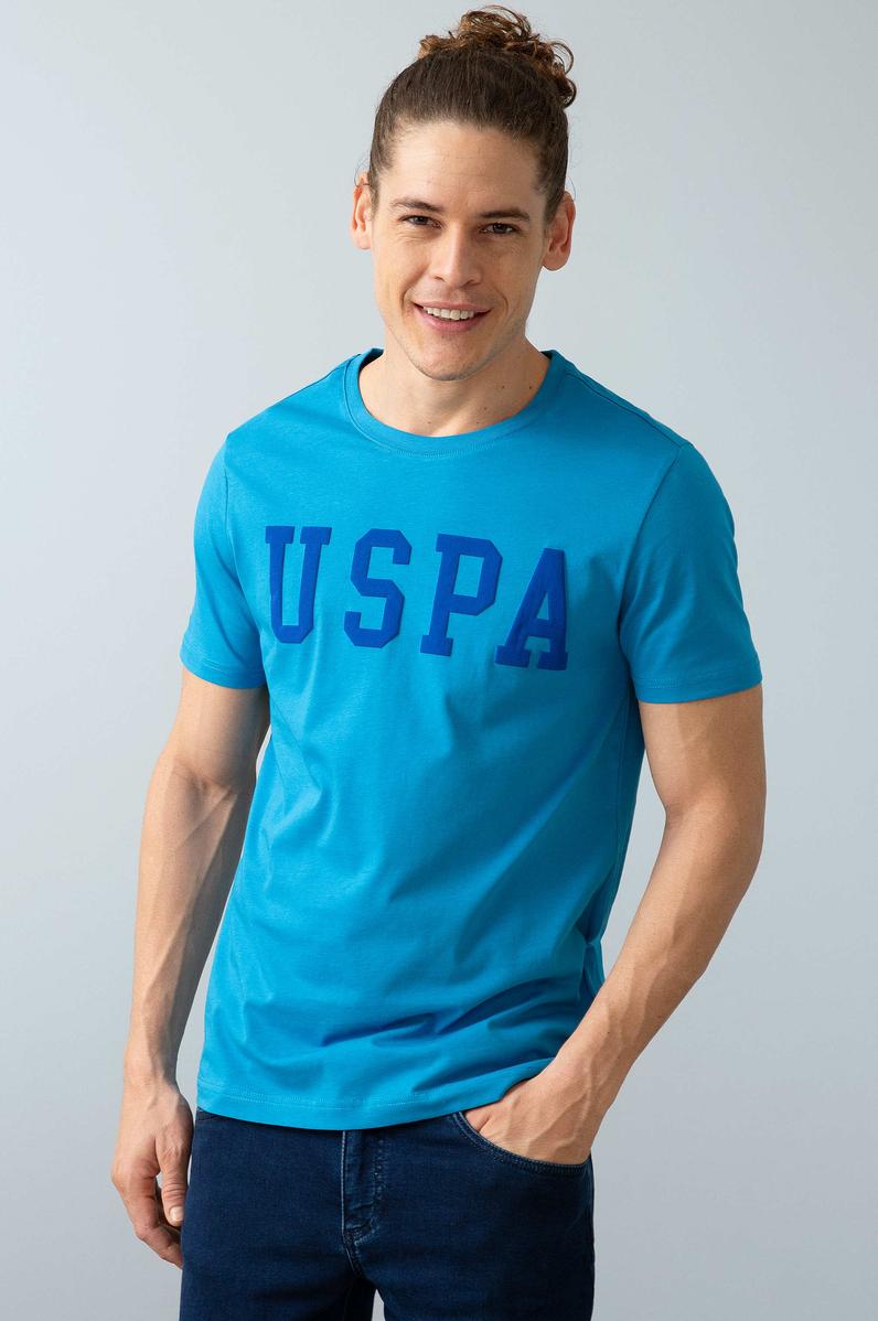 Erkek İndigo Bisiklet Yaka T-Shirt Basic