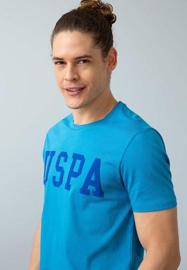 Erkek İndigo Bisiklet Yaka T-Shirt Basic - 50199830096