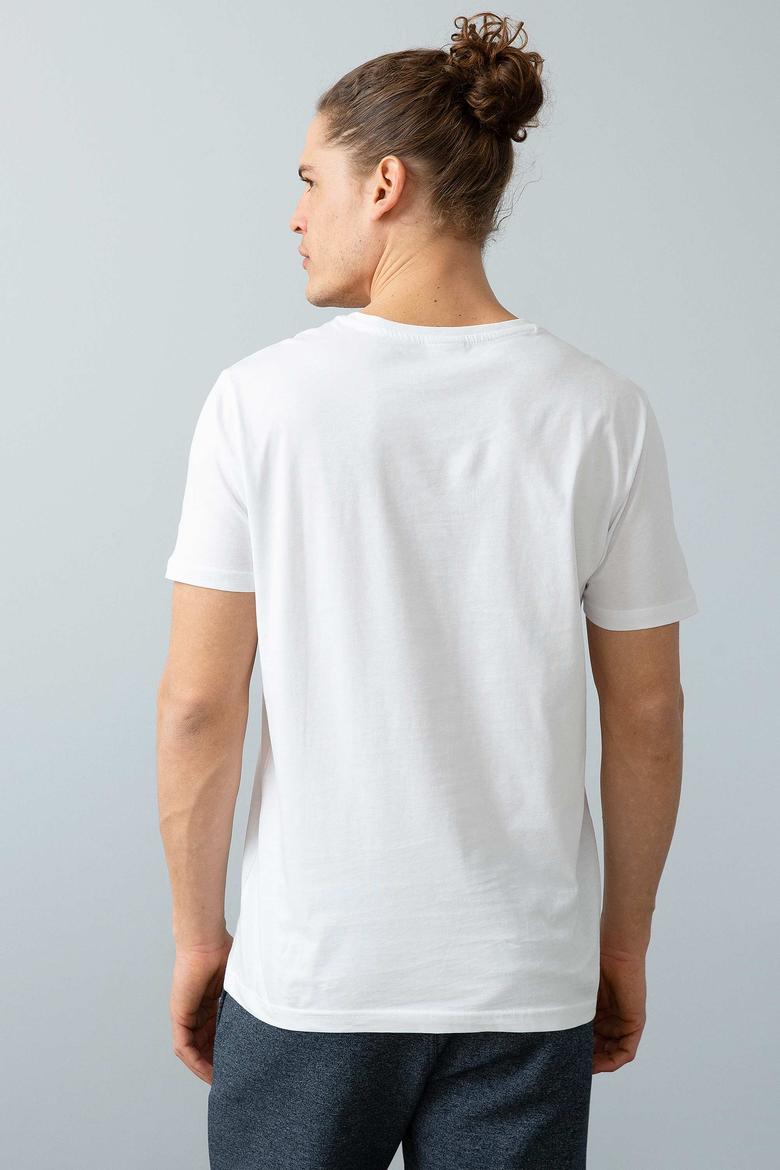 Erkek Beyaz Basic Tişört - 50199834003