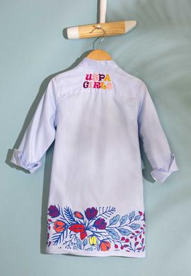 Kız Çocuk Mavi Dokuma Elbise - 50199858006