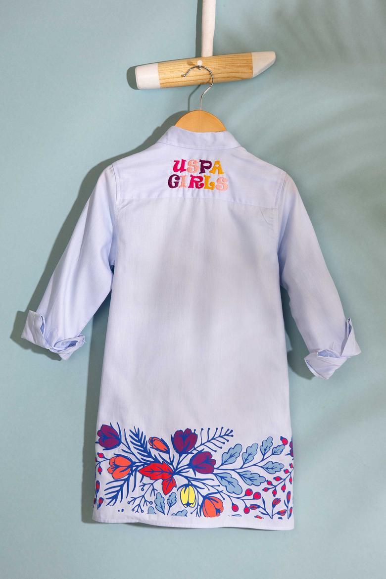 Kız Çocuk Mavi Dokuma Elbise - 50199858006