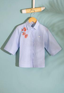 Kız Çocuk Mavi Çizgili Gömlek - 50199871011