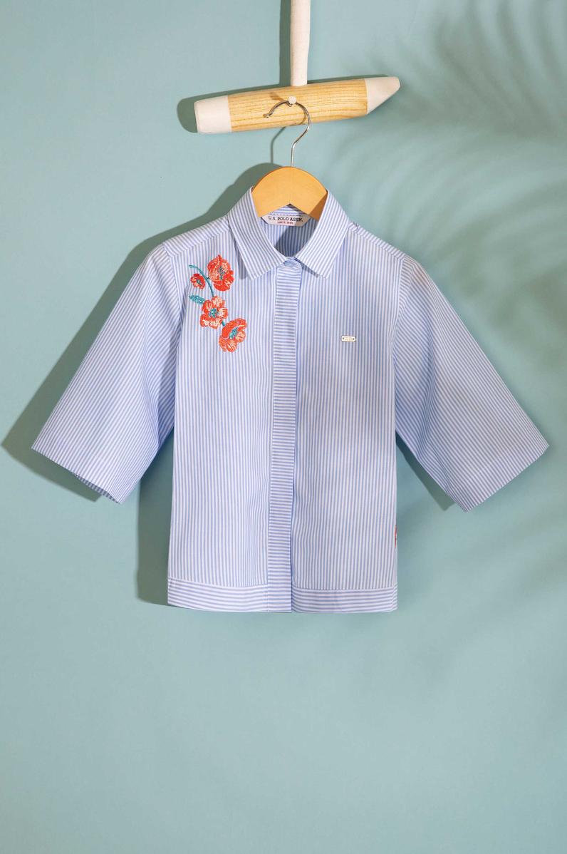 Kız Çocuk Mavi Çizgili Gömlek