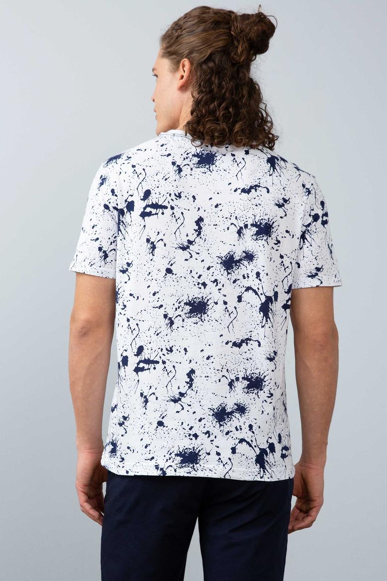 Erkek Lacivert Bisiklet Yaka T-Shirt - 50199886011