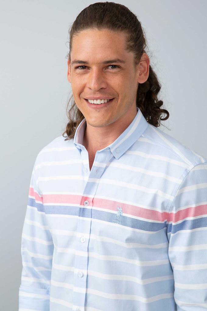 Erkek Mavi Gömlek Uzunkol