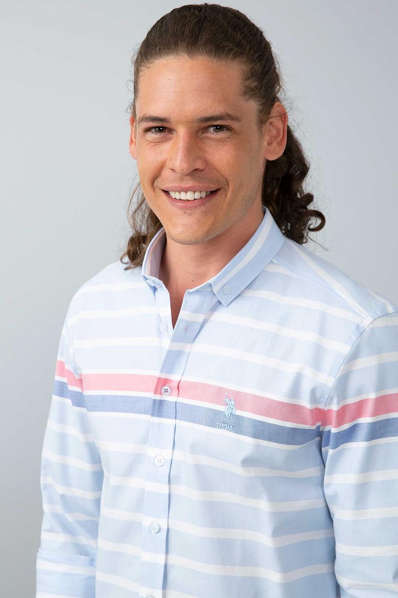 Erkek Mavi Gömlek Uzunkol