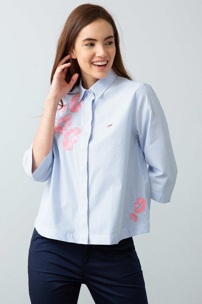 Kadın Mavi Gömlek Uzunkol