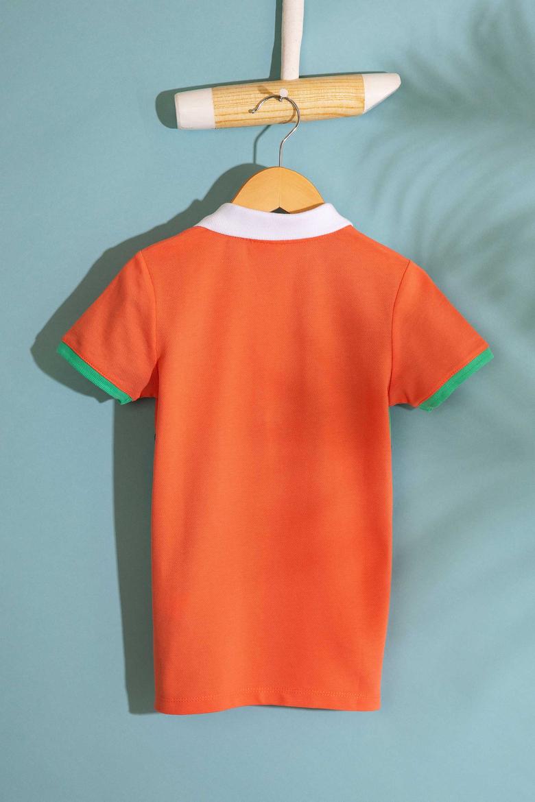 Çocuk Somon Bisiklet Yaka Tişört - 50199929061