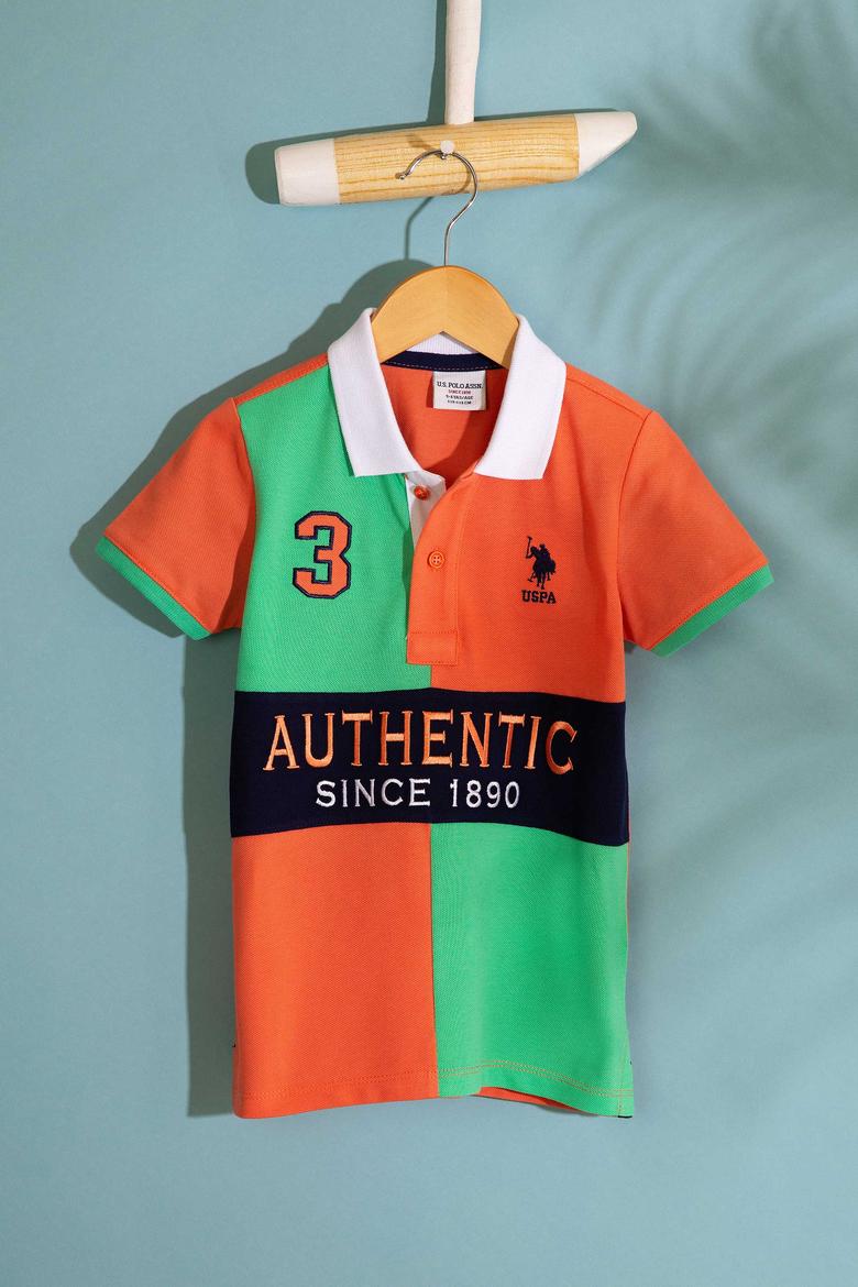 Çocuk Somon Bisiklet Yaka Tişört