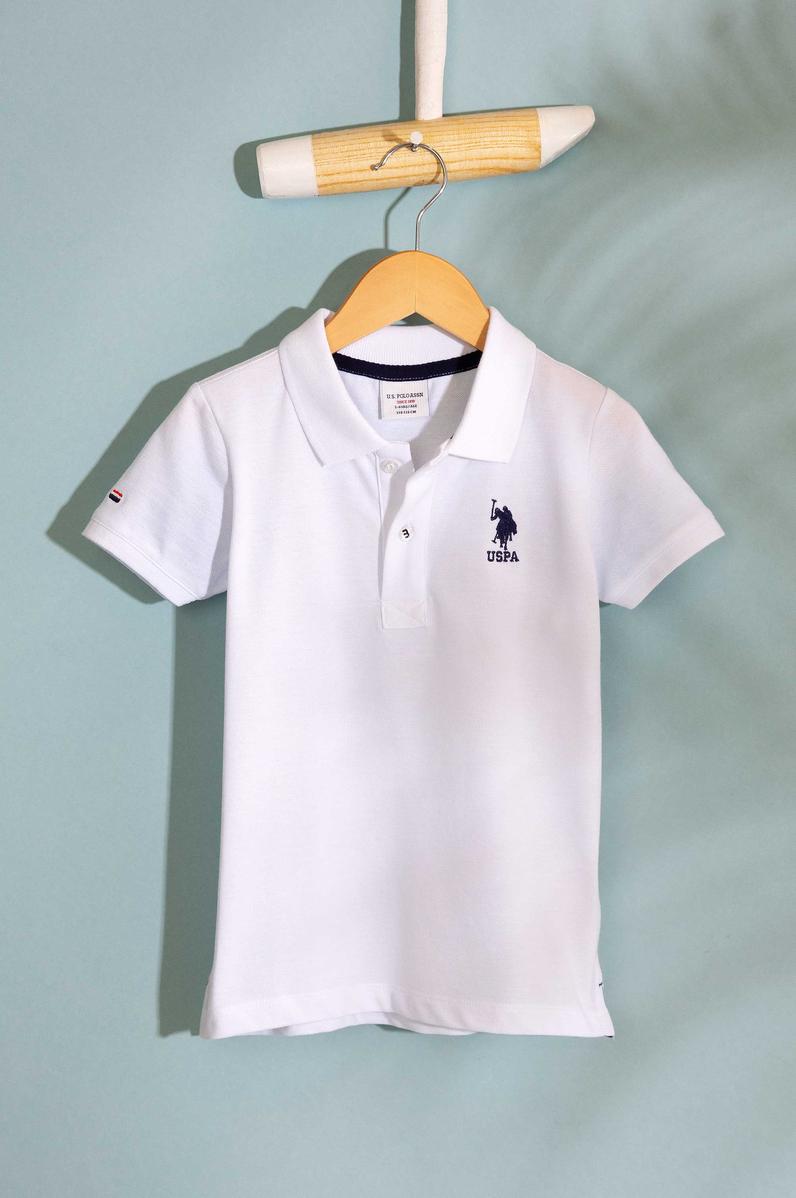 Erkek Çocuk Beyaz Polo Yaka Tişört