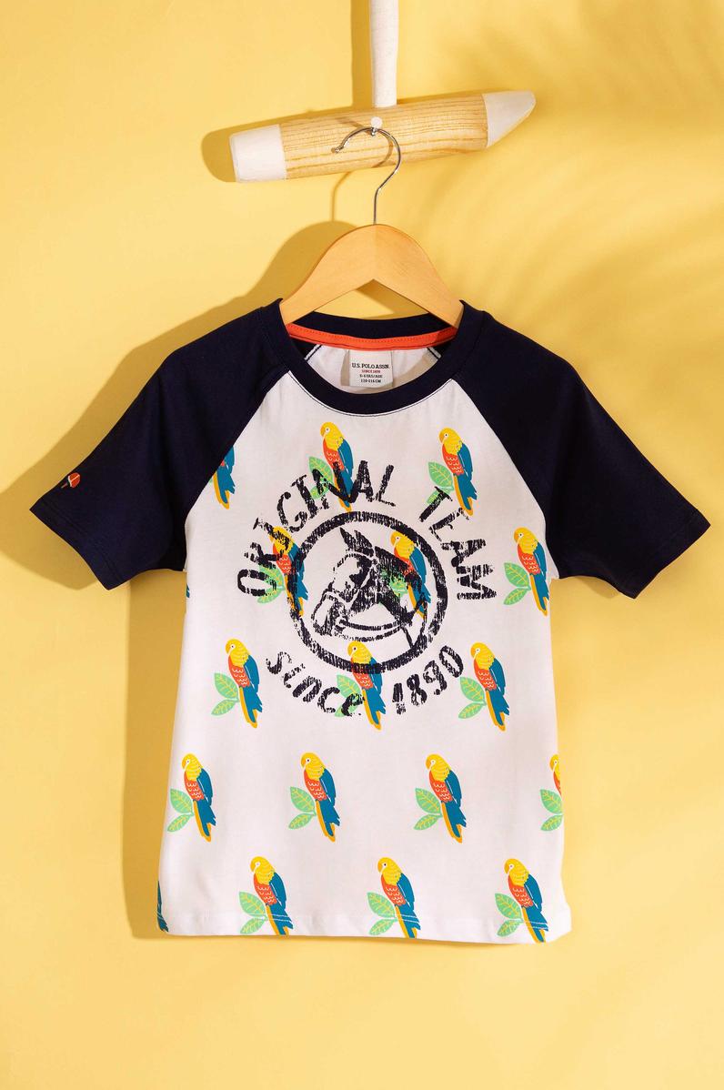 Çocuk Beyaz Bisiklet Yaka Tişört