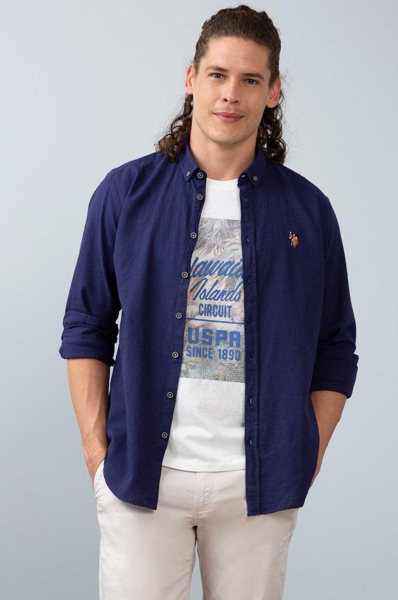 Erkek Mavi Uzun Kollu Gömlek