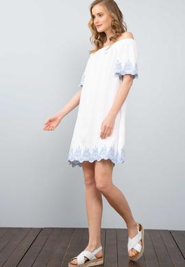 Kadın Beyaz Dokuma Elbise - 50201979002