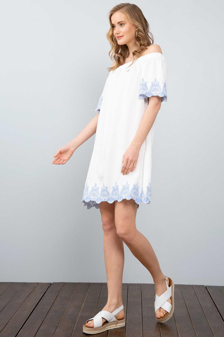 Kadın Beyaz Dokuma Elbise - 50201979002