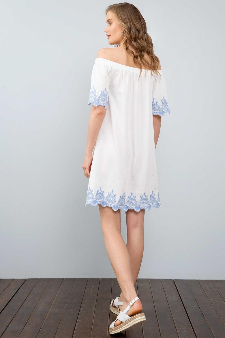 Kadın Beyaz Dokuma Elbise - 50201979002