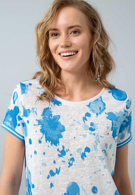 Kadın Mavi Bisiklet Yaka T-Shirt - 50202500035