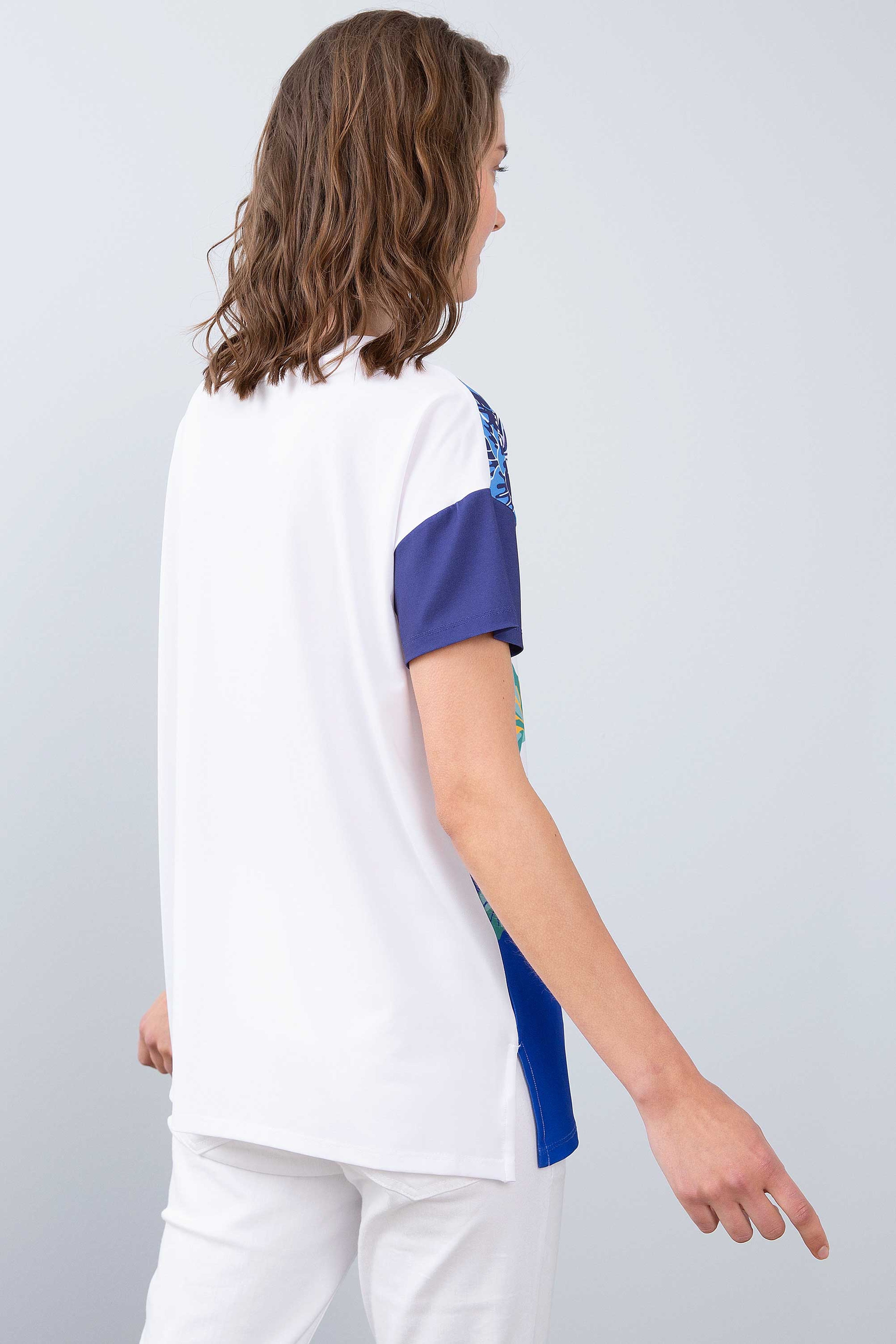 Kadın Mavi V - Yaka T-Shirt - Image 2