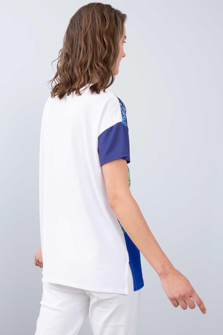 Kadın Mavi V - Yaka T-Shirt - 50202521014